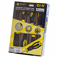 Набор отверток ER-M01-6 SL3 3.5x75, SL5 5.5x100, SL6 6.5x125; PH0 3x75, PH1 5x100, PH2 6x125 6 предм